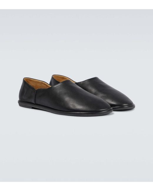 The Row Black Canal Slip-On Leather Shoes for men