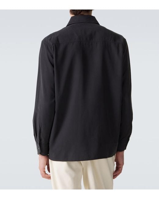 Saman Amel Blue Silk Shirt for men