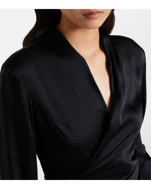 Rick Owens Black Laura Satin Wrap Top