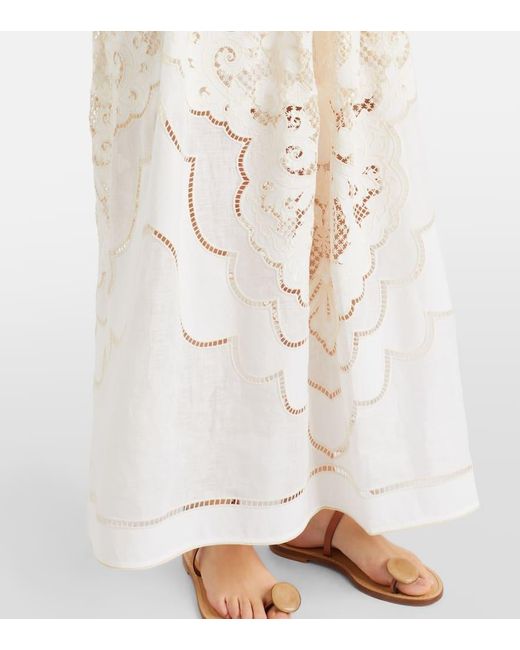 Robe Longue Daylight Brodee En Lin Zimmermann en coloris White