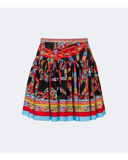 Dolce & Gabbana Red Carretto Cotton Miniskirt