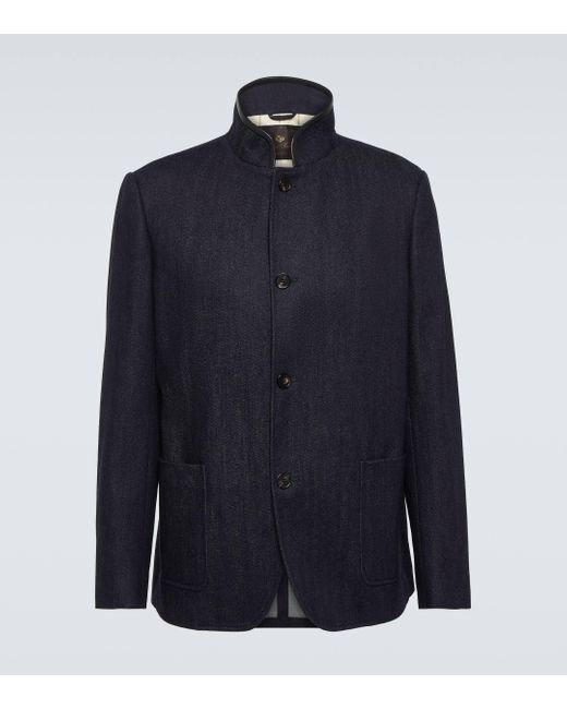 Loro Piana Blue Spagna Cotton And Cashmere Jacket for men