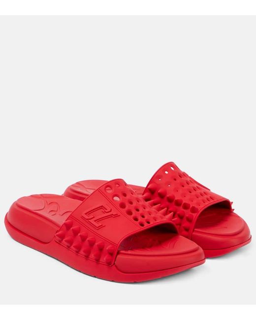 Christian Louboutin Take It Easy Slides in Red Lyst