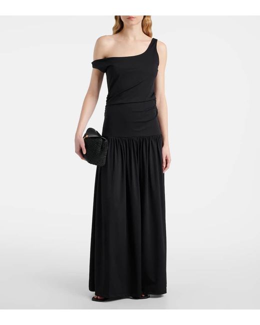 Rohe Black One-Shoulder Plisse Maxi Dress