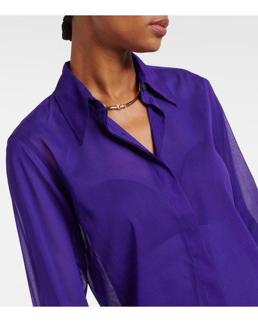 Dries Van Noten Purple Silk-Blend Shirt