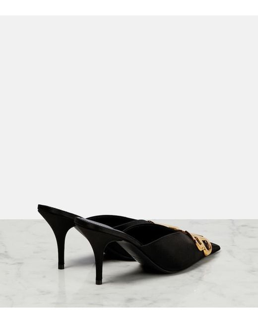 Balenciaga Bb Satin Mules in Black | Lyst