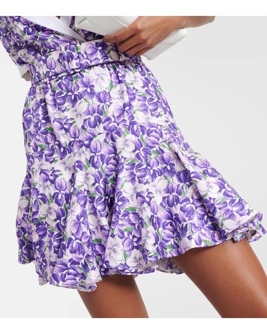 Vestido corto de seda floral Rodarte de color Purple