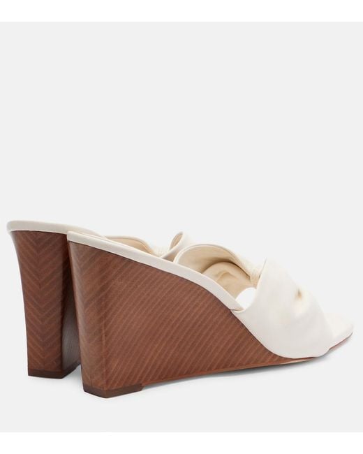 Veronica Beard White Leather Wedge Sandals