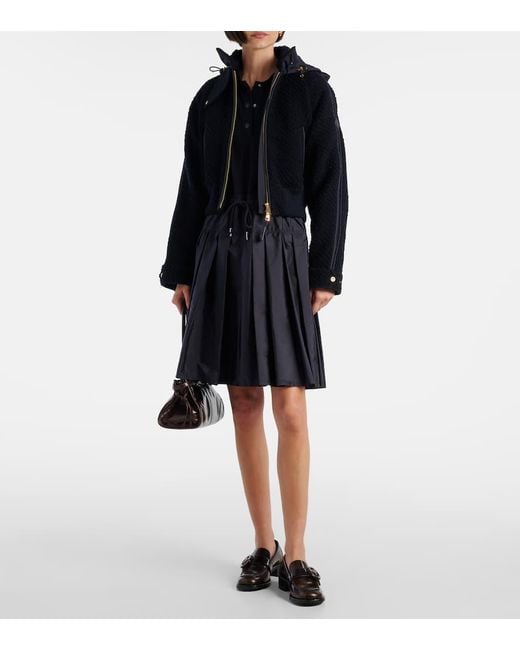 Moncler Blue Daunenjacke Aus Schurwolle