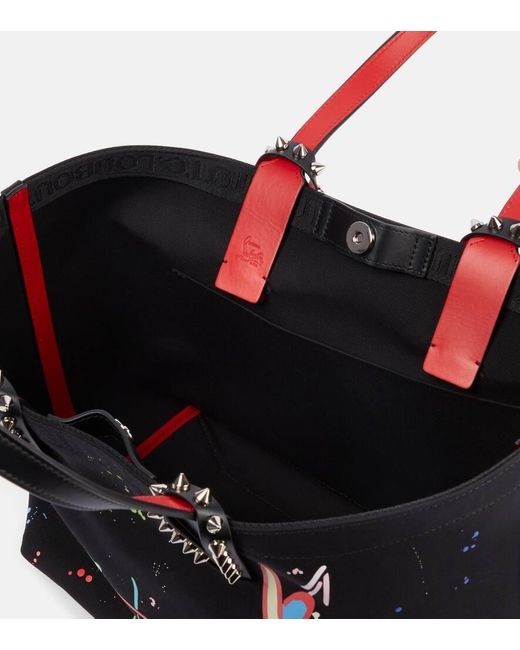 トートバッグ Cabata Large leather-trimmed canvas tote bag Cabata Large leather tote bag in black - Christian Louboutin