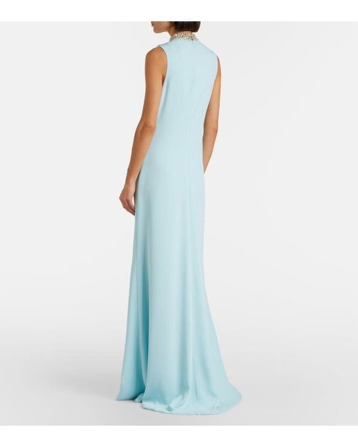 Costarellos Blue Embellished Gown