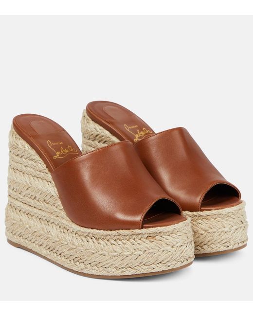 Christian Louboutin Brown Ariella Zeppa Leather Espadrille Wedges