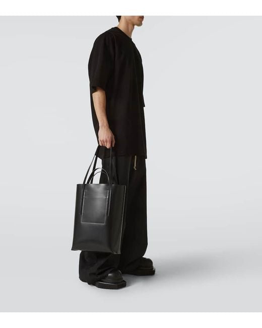 Rick Owens Black Medium Leather Tote Bag for men