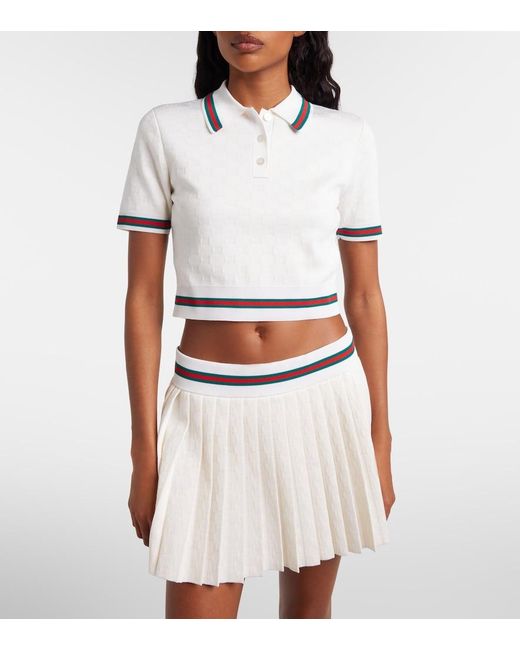 Gucci White Gg Jacquard Polo Shirt