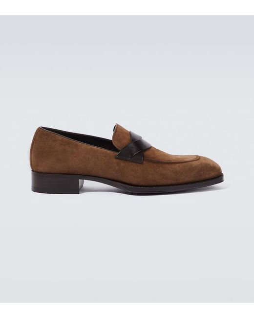 Tom Ford Brown Elkan Suede And Leather Loafers for men