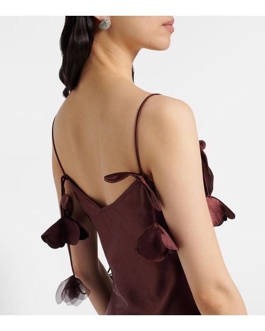 Self-Portrait Red Embellished Satin Gown