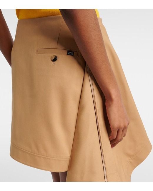 Loewe Natural Asymmetric Silk-Trimmed Cotton Miniskirt