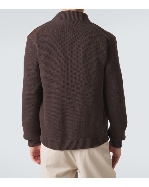 Slowear Brown Cotton-Trimmed Suede Bomber Jacket for men
