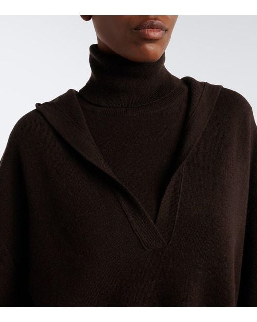 Jardin Des Orangers Black Hooded Wool And Cashmere Sweater