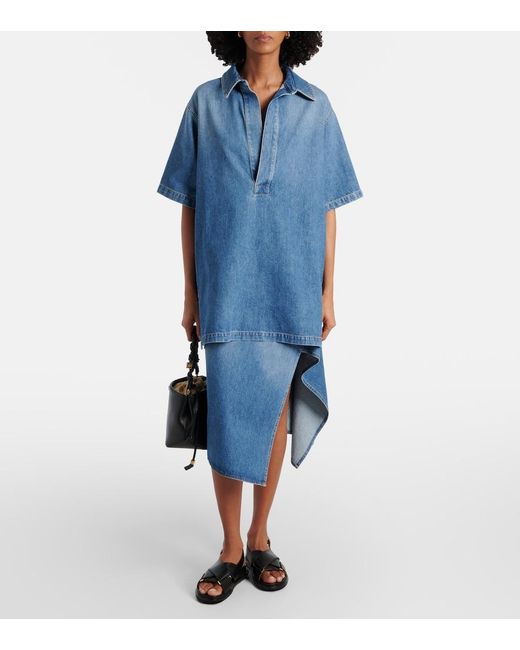 Plan C Blue Oversized Denim Shirt