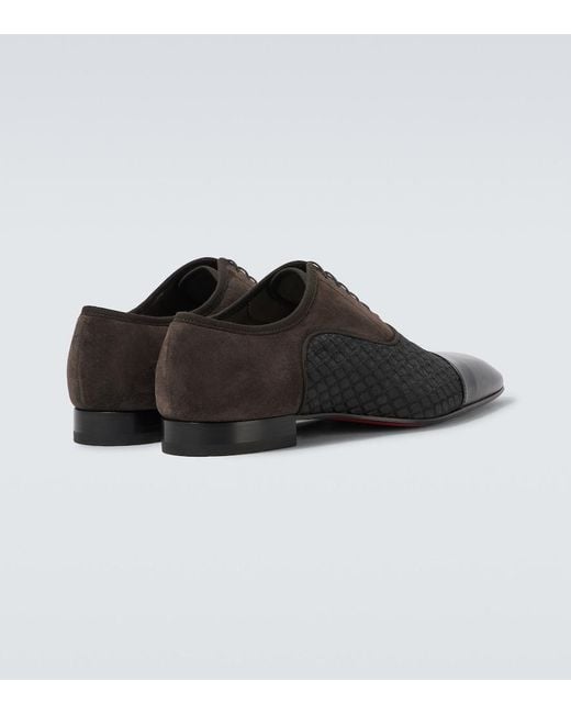 Christian Louboutin Black Greggo Leather-Trimmed Oxford Shoes for men