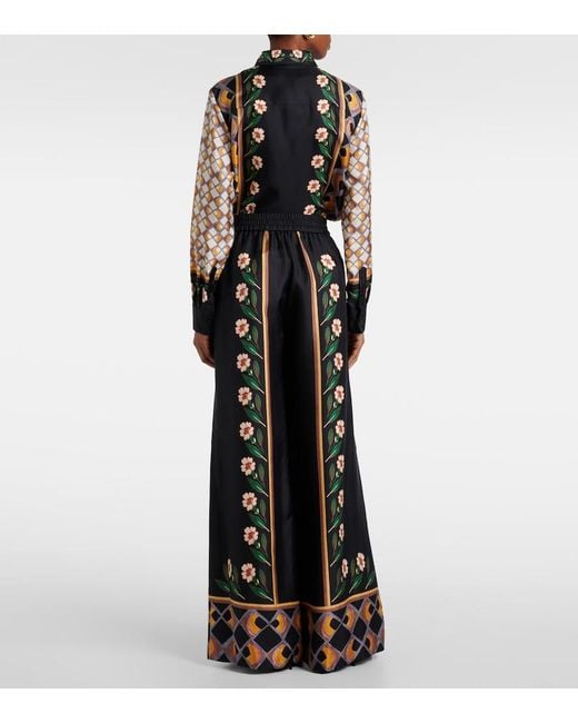 LaDoubleJ Black Dazed Placee Silk Twill Palazzo Pants