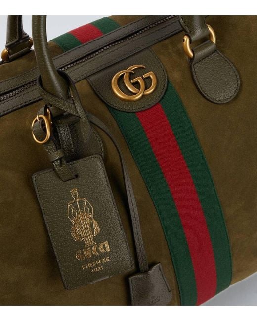 Gucci Green Savoy Medium Suede Duffel Bag for men
