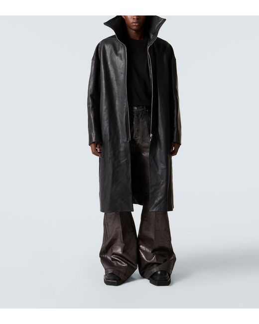 Rick Owens Black Coated Wide-Leg Jeans for men