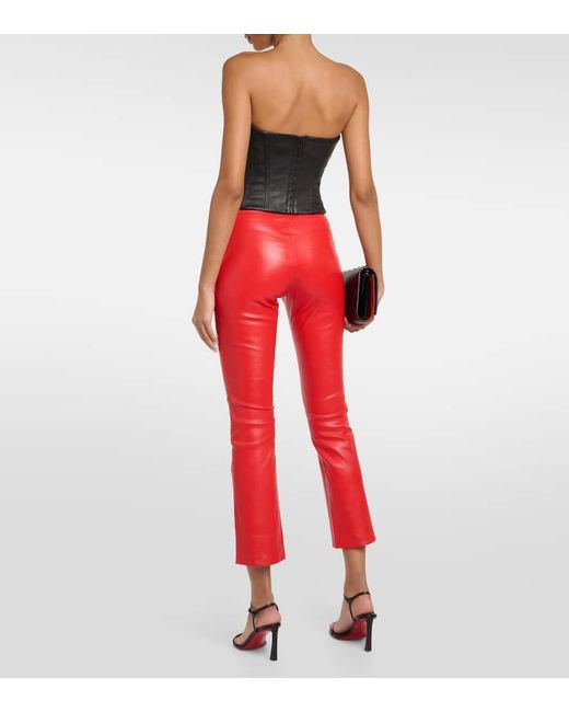 Pantalones Cropped De Piel Stouls de color Red