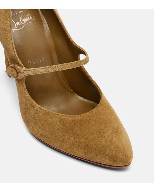 Christian Louboutin Brown Mary Fannylove 100 Suede Pumps