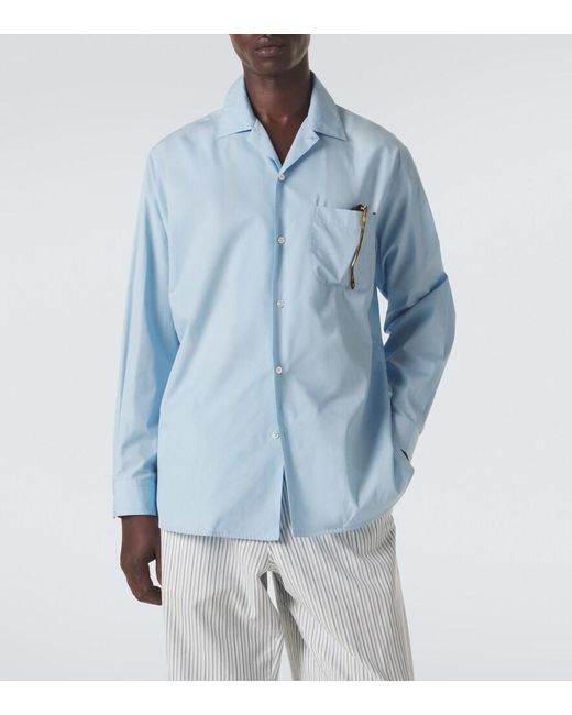 Umit Benan Blue Weekend Cotton Poplin Shirt for men