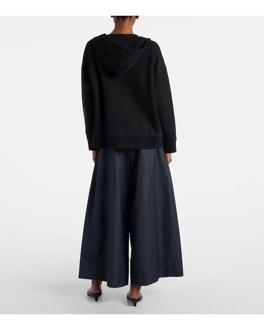 Max Mara Blue Gufo Cotton Poplin Wide-Leg Pants