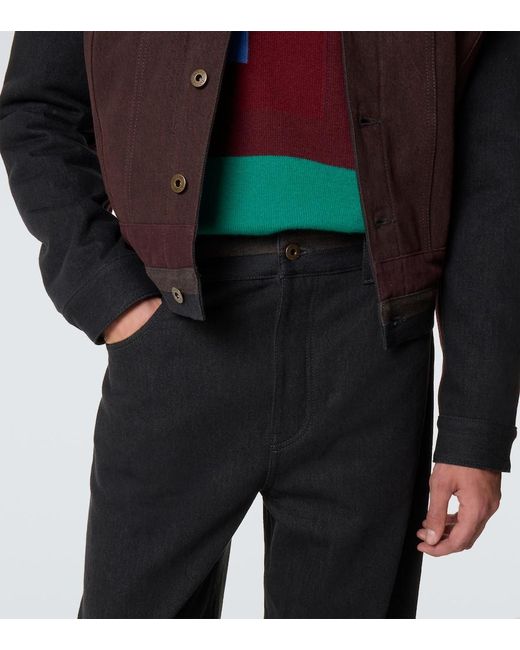 Loewe Black Colorblocked Wide-Leg Jeans for men