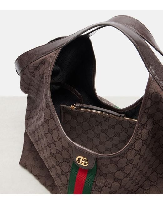 Gucci Brown Giglio Large Gg Canvas Tote Bag