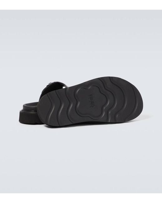 KENZO Black Matto Leather Sandals for men