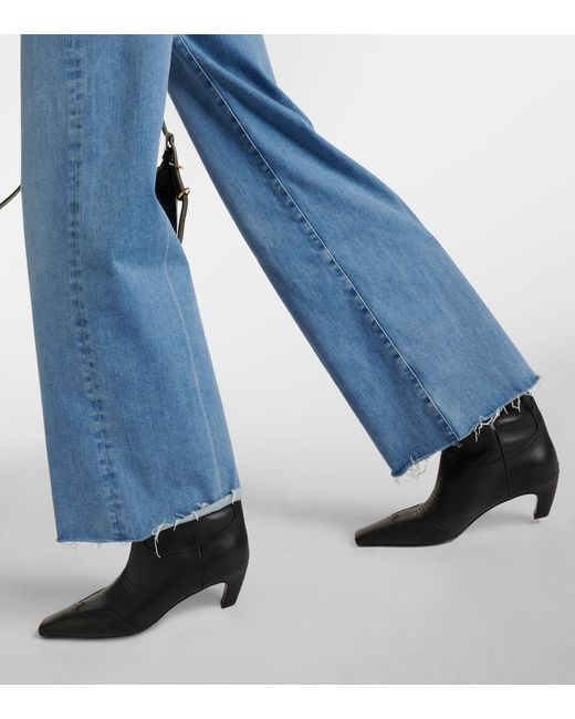 FRAME Blue High-Rise Wide-Leg Jeans Le Slim Palazzo