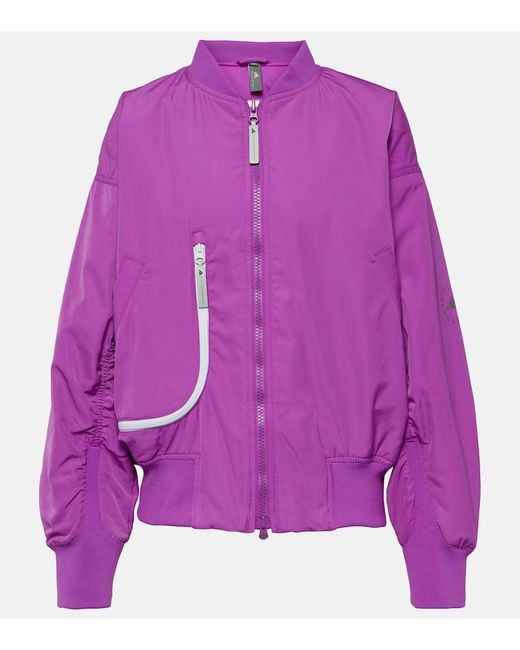 Adidas By Stella McCartney Purple Bomberjacke mit Logo-Applikation