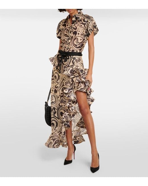 Zimmermann Black Matchmaker Printed Linen And Silk Blouse