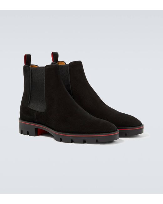 Christian Louboutin Black Alpinosol Suede Chelsea Boots for men