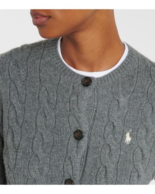 Polo Ralph Lauren Gray Cable-Knit Wool And Cashmere Cardigan