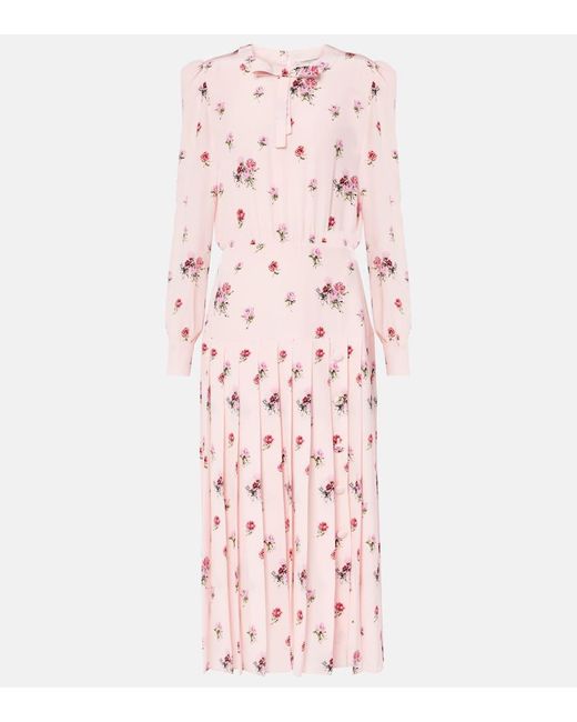 Alessandra Rich Pink Bedrucktes Midikleid Aus Seide