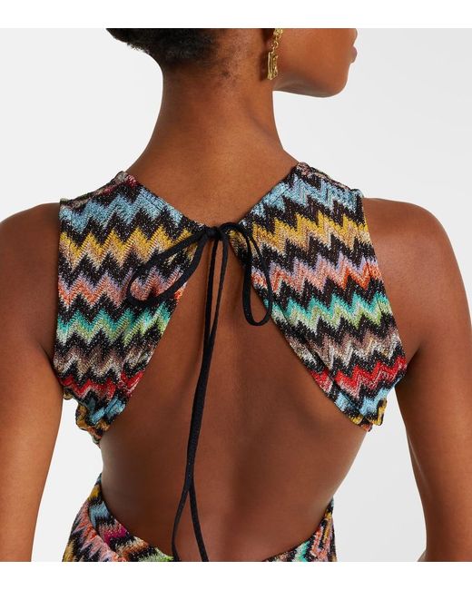 Missoni White Zigzag Open-Back Lame Jumpsuit