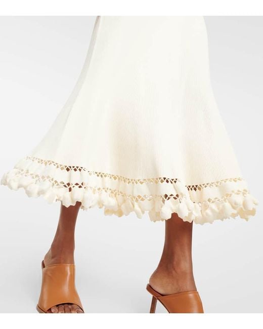 Ulla Johnson Natural Ayla Ribbed-Knit Maxi Skirt