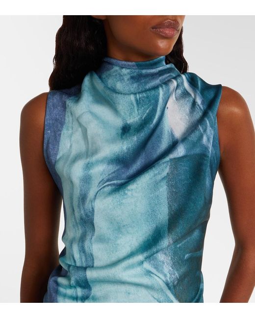 Jean Paul Gaultier Blue Draped Water Maxi Dress