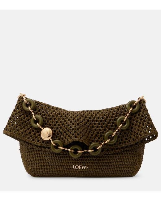 Sac Paula's Ibiza Ola Medium En Raphia Loewe en coloris Brown