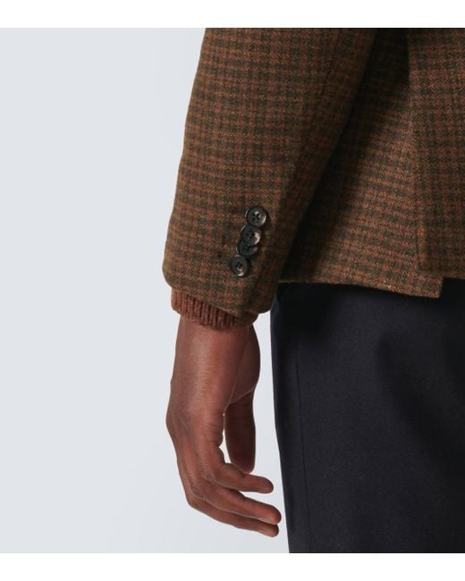 Loro Piana Brown Checked Wool-Cashmere Blazer for men