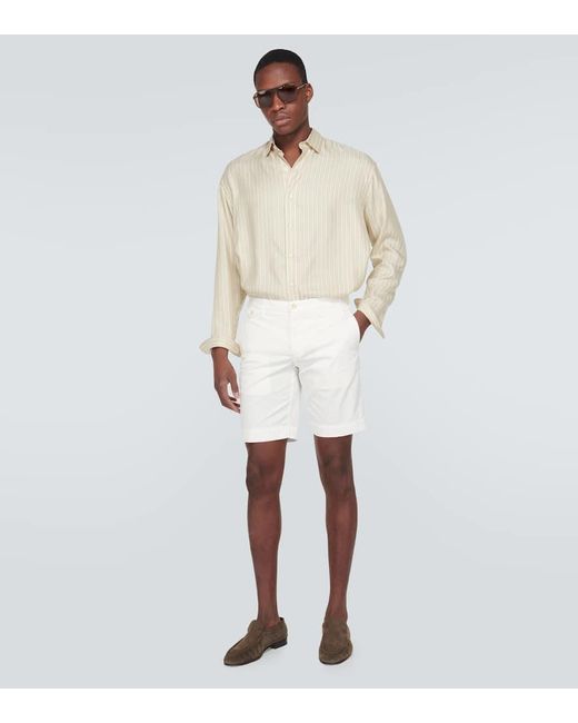 Shorts slim de mezcla de algodon Incotex de hombre de color White