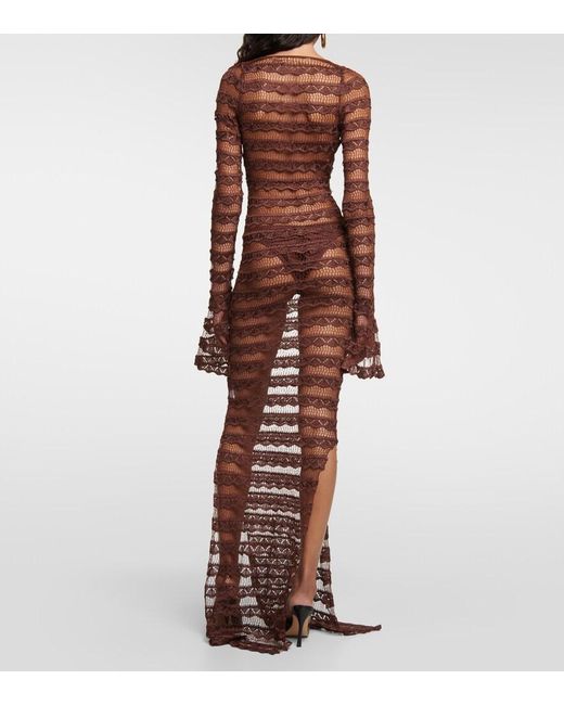 AYA MUSE White Semi-sheer Lace Maxi Dress
