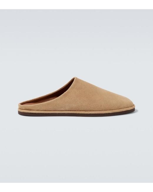 Auralee Brown Suede Mules for men