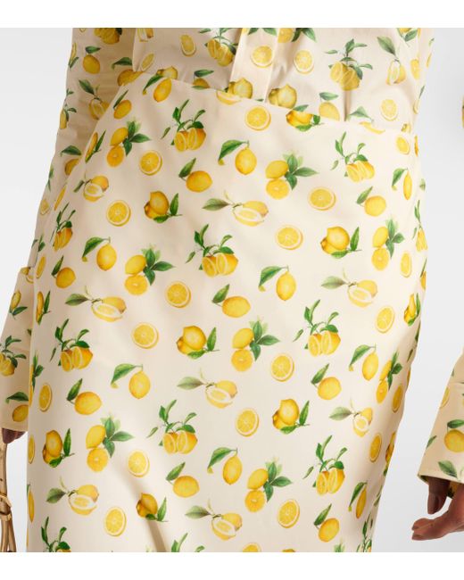 Sportmax Yellow Gerard Printed Silk Georgette Midi Skirt